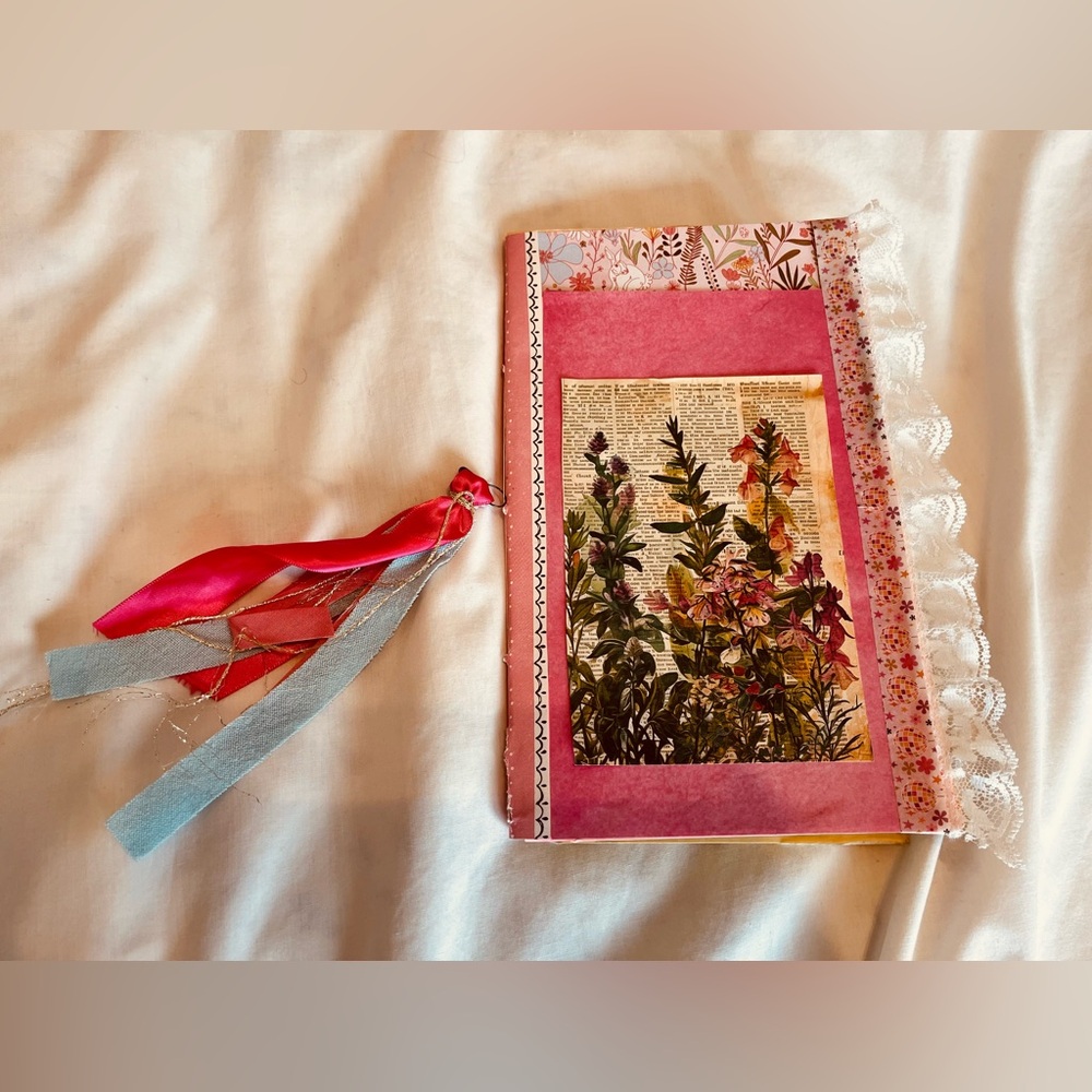 Floral Pink Junk Journal with Vintage Ephemera Embellishments Handmade